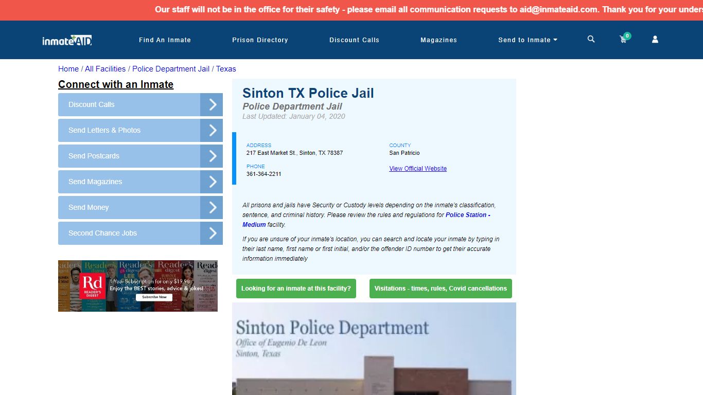 Sinton TX Police Jail & Inmate Search - Sinton, TX