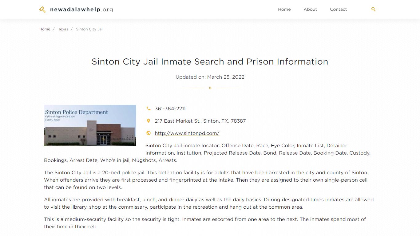 Sinton City Jail Inmate Search, Visitation, Phone no ...